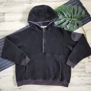 Outdoor Voices Megafleece 1/2 Zip Hoodie Wool Blend Black Size XL